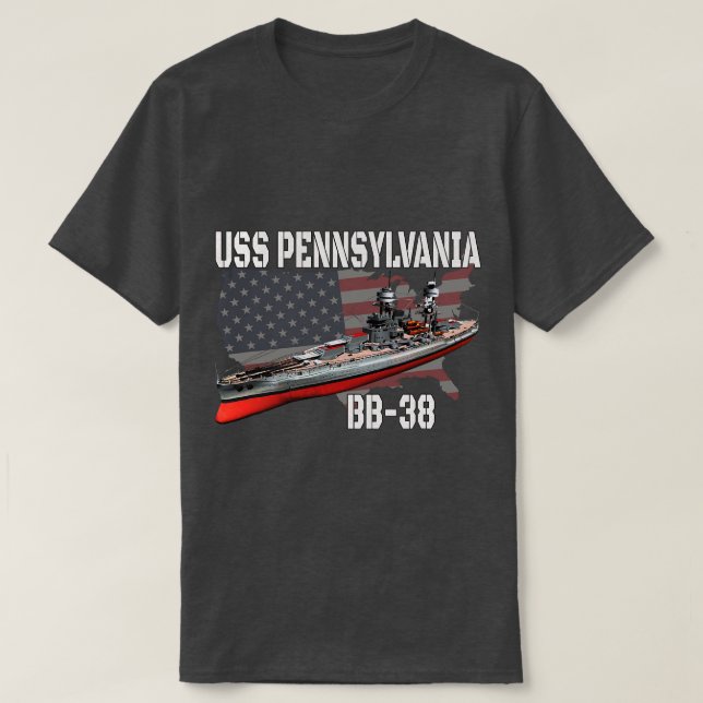 WW2 Battleshöft USS Pennsylvania BB38 Warship Vete T Shirt (Design framsida)