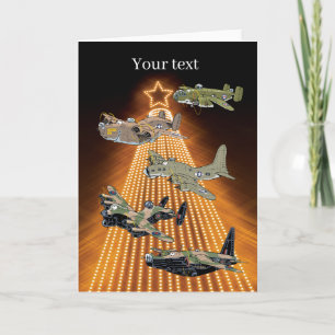 WW2-bomber flygplan julkortsmall Helgkort