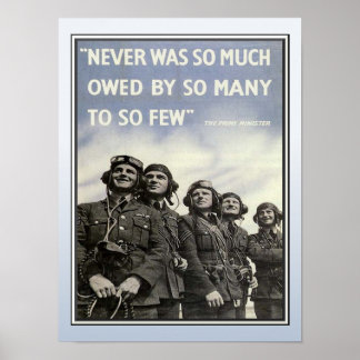 WW2 Churchill Quotation Militära veteraner Poster