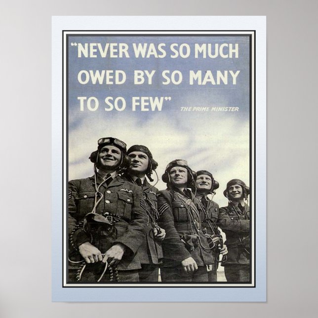 WW2 Churchill Quotation Militära veteraner Poster (Framsidan)