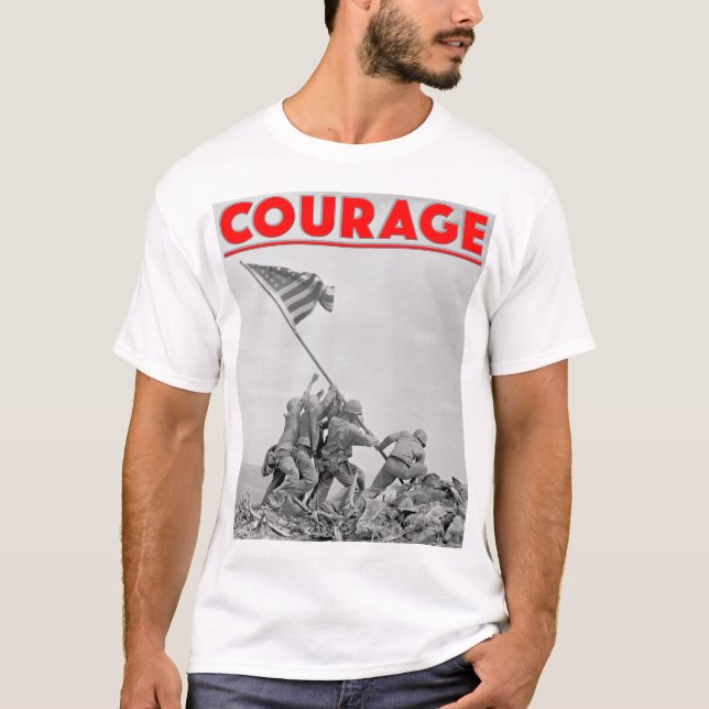 WW2 COURAGE - Battle Iwo Jima T Shirt (Framsida)