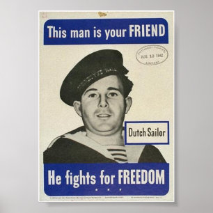 WW2 Dutch Sailor ser ut som DRUNK! Poster