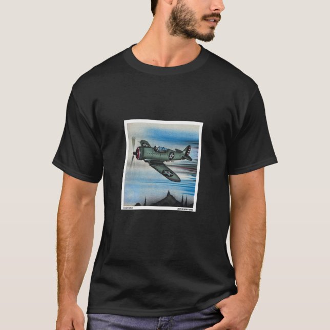 WW2 Fighter Plane Airbrush Painting Military Veter T Shirt (Framsida)