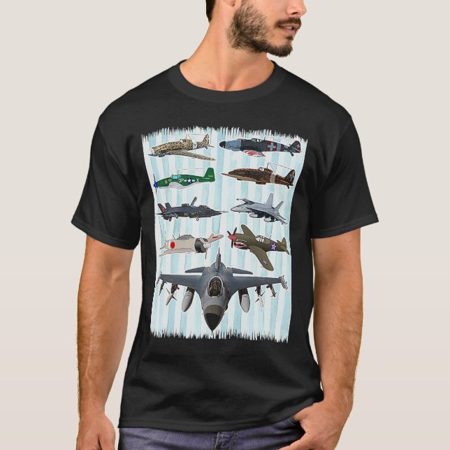 WW2 Flygplan Warbird P51 Mustang Spitfire Messersc T Shirt (Framsida)