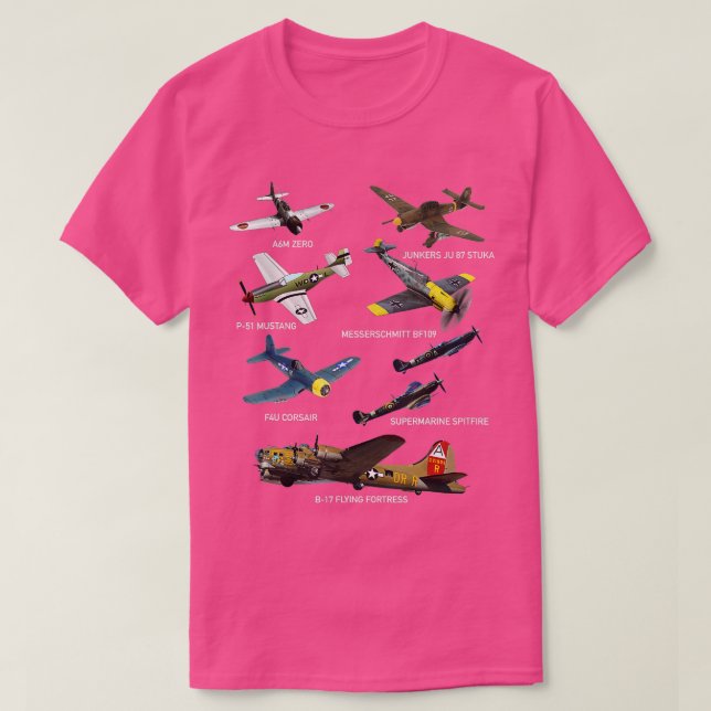 WW2 Flygplan Warbird P51 Mustang Spitfire Messersc T Shirt (Design framsida)