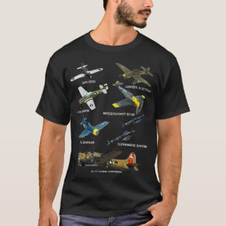 WW2 Flygplan Warbird P51 Mustang Spitfire Messersc T Shirt