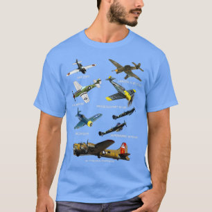 WW2 Flygplan Warbird P51 Mustang Spitfire Messersc T Shirt