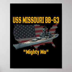 Ww2 Frakt& koreanska Krig Uss Missouri Battles Poster