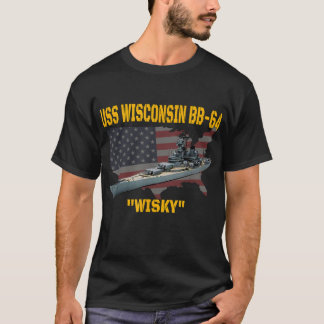 WW2 Frakt och koreansk Krig-batterilöft USS Wiscon T Shirt