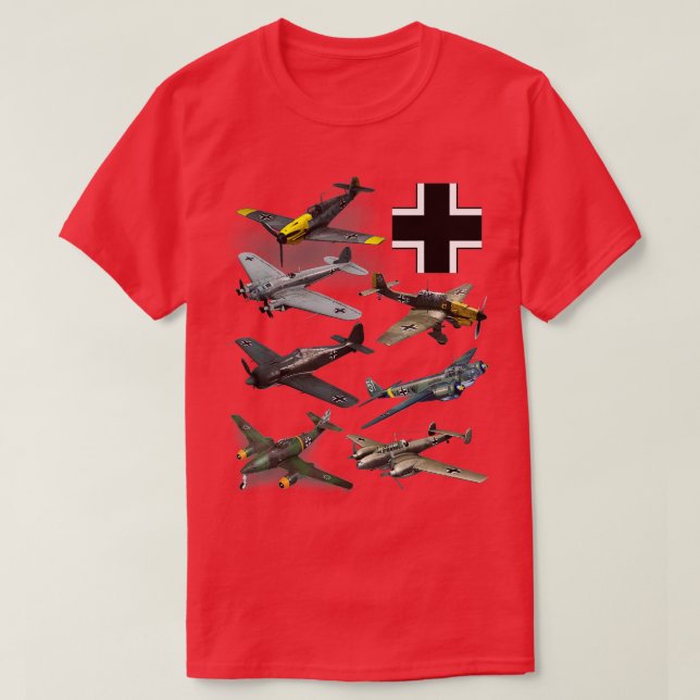 WW2 German Fighter Flygplan JU87 Stuka Bf 109 ME 2 T Shirt (Design framsida)