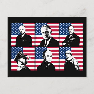 WW2 Heroes och den amerikanska Flagga Vykort