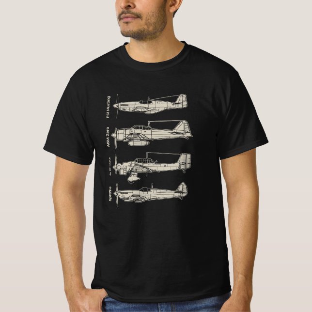 WW2 Iconic Planes  T Shirt (Framsida)