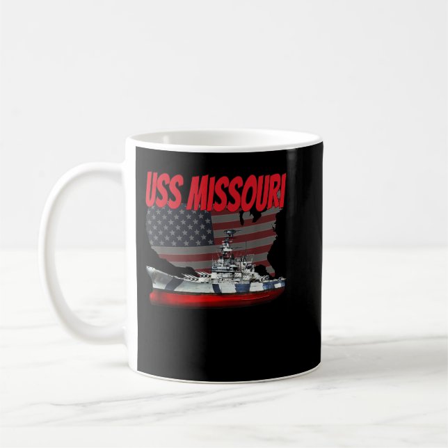 WW2&Kall Krig Veteran Battleship USS Missouri BB-6 Kaffemugg (Vänster)