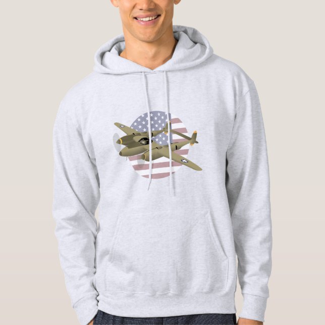 WW2 P-38 Blixtflygplan Hoodie (Framsida)