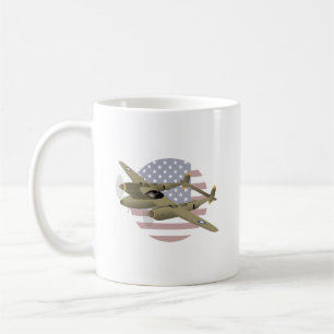 WW2 P-38 Blixtflygplan Kaffemugg
