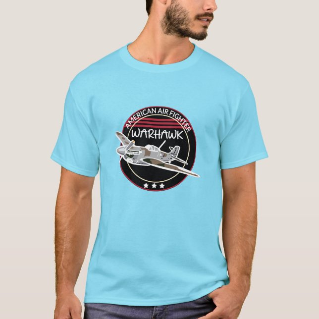 WW2 P-40 Warhawk-flygplan T Shirt (Framsida)