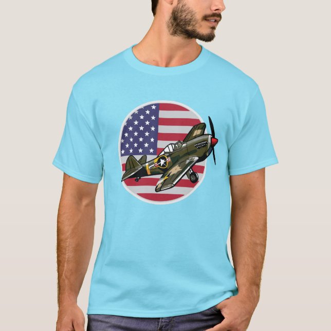 WW2 P-40 Warhawk T Shirt (Framsida)