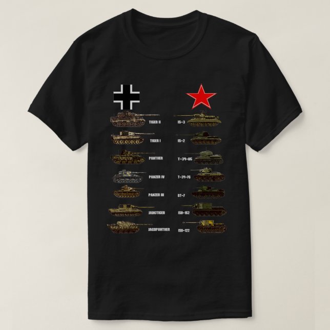 WW2-Tanker Tysk sovjetisk tiger I Tiger II IS3 T34 T Shirt (Design framsida)