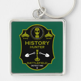 WW2 Trench Battlefield Metal Detectorist Fyrkantig Silverfärgad Nyckelring