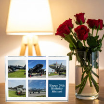 WW2 Vintage Flygplans Foto Collage Aviator Anpassa