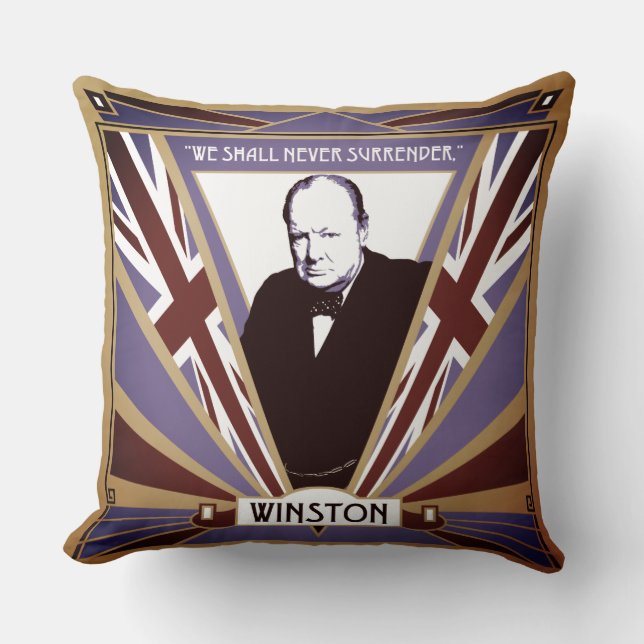 WW2 Winston Churchill Art Deco stil Union Jack Kudde (Framsida)