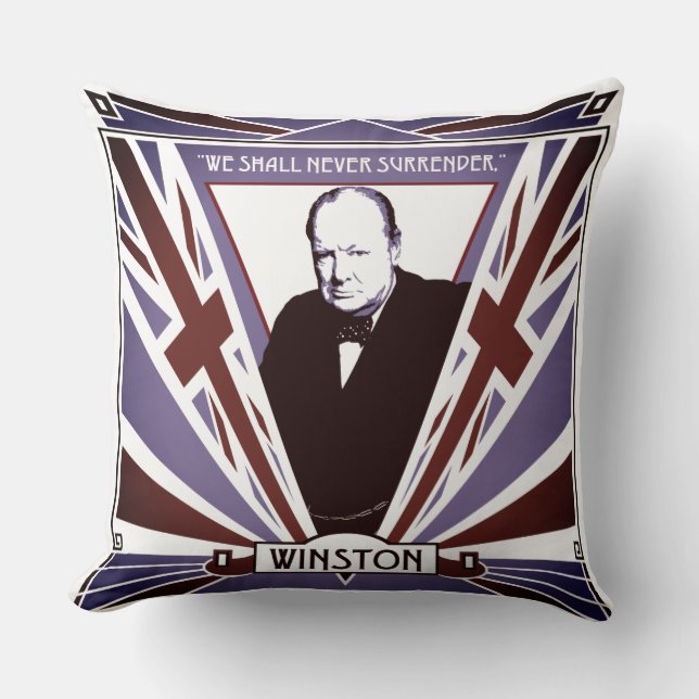 WW2 Winston Churchill Art Deco stil Union Jack Kudde (Framsida)