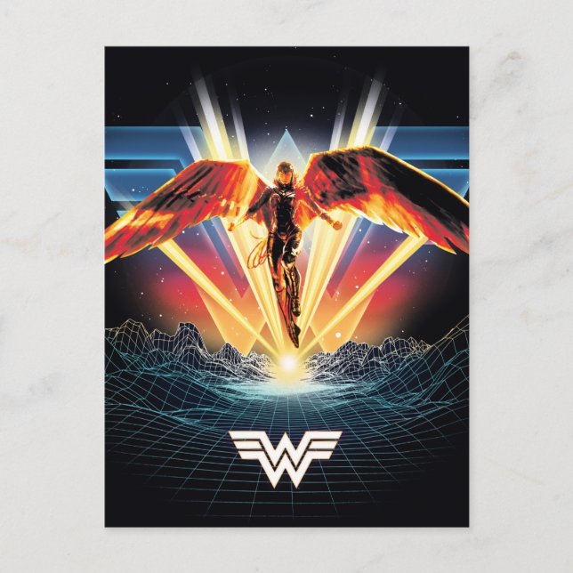 WW84 | 80's Retrowave  Woman Graphic Inbjudan Vykort (Framsida)