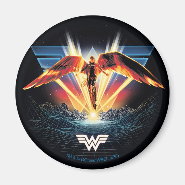 WW84 | 80's Retrowave  Woman Graphic Magnet (Framsidan)