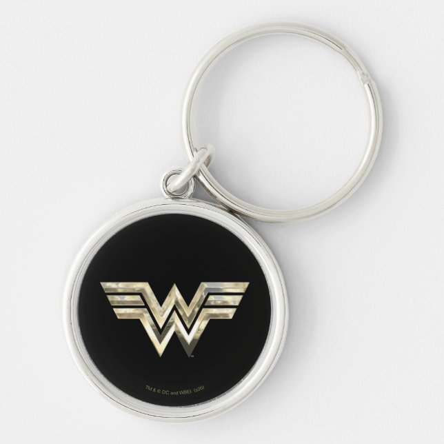 WW84 | Golden  Woman-Logotyp Rund Silverfärgad Nyckelring (Framsidan)