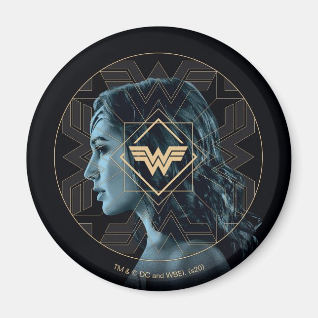 WW84 |  kvinnlig Logotyp mönstrad Porträtt Magnet (Framsidan)