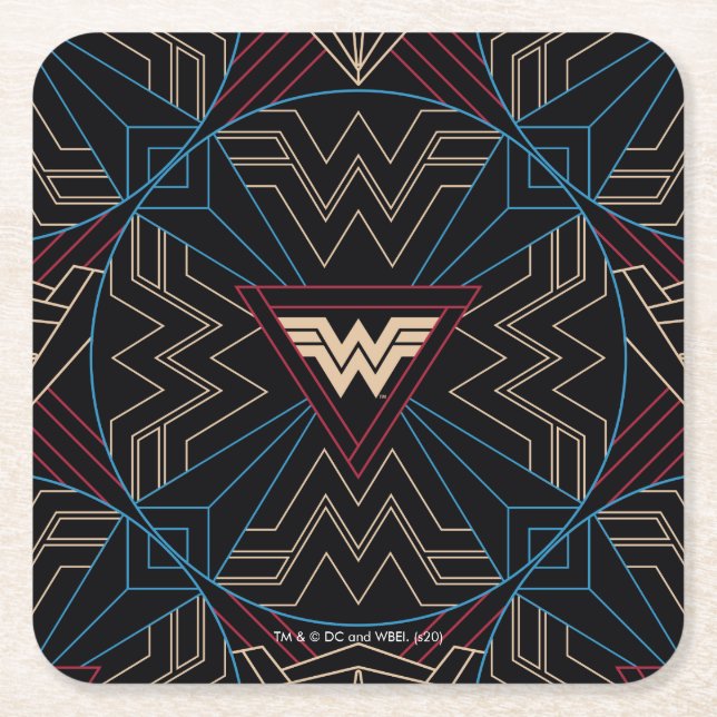 WW84 |  kvinnligt cirkulärt geometriskt Mönster Underlägg Papper Kvadrat (Framsidan)