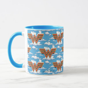 WW84   Retro Tecknad  Woman Logotyp Cloud Mönster Mugg