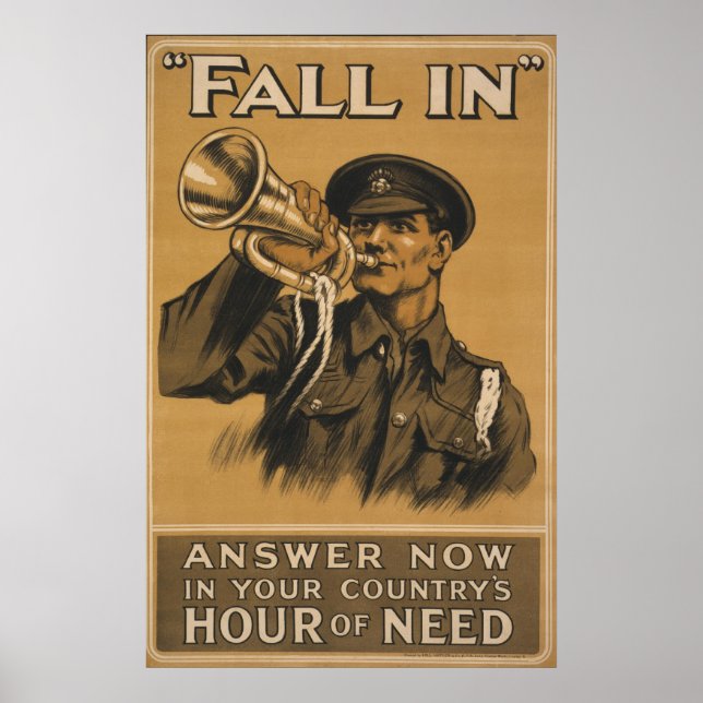 WW I Bugle-samtal ~Fall in Poster (Framsidan)