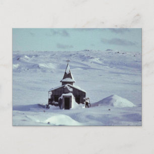 WW II-kyrkan i vinter på Amchitka-ön Vykort