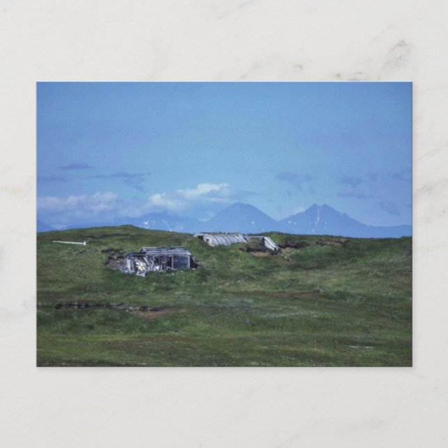 WW II Quonset Hut på ön Amchitka Vykort (Framsida)