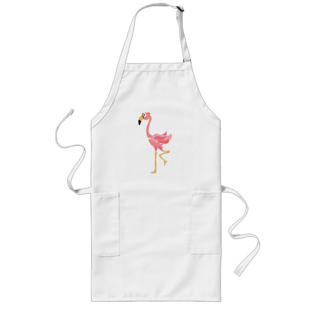 WW-, primitiv konsttecknad för rolig Flamingo Långt Förkläde (Framsidan)