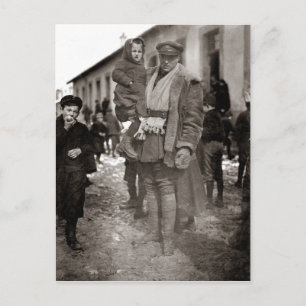 WWI American Fält Serviceman + Fransk Orphans Vykort