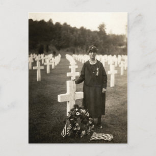 WWI American Mor vid hennes songrav i Frankrike Vykort