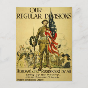 WWI-amerikan som rekryterar affischvykortet Vykort