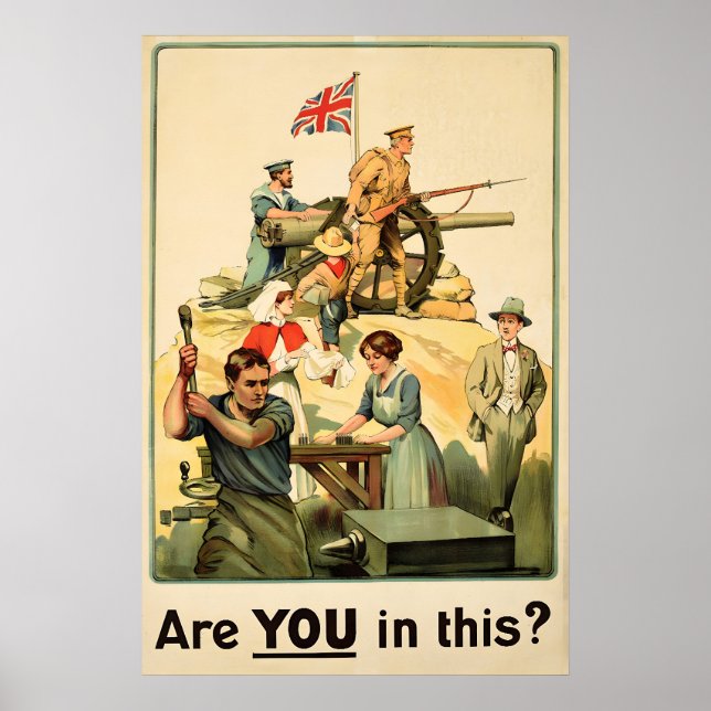WWI brittiskt rekryteringsposter Är du med i detta Poster (Framsidan)