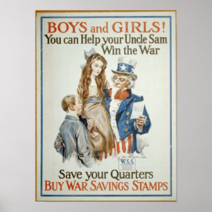 WWI Buy Krig Savings Frimärke Poster