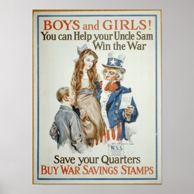 WWI Buy Krig Savings Frimärke Poster (Framsidan)