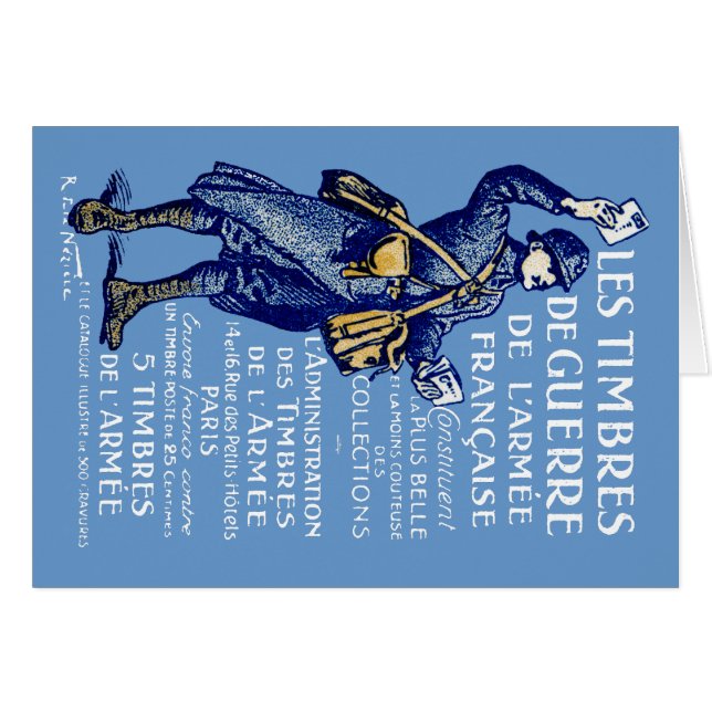 WWI Fransk Krig Frimärke OBS Kort (Framsidan Horizontal)