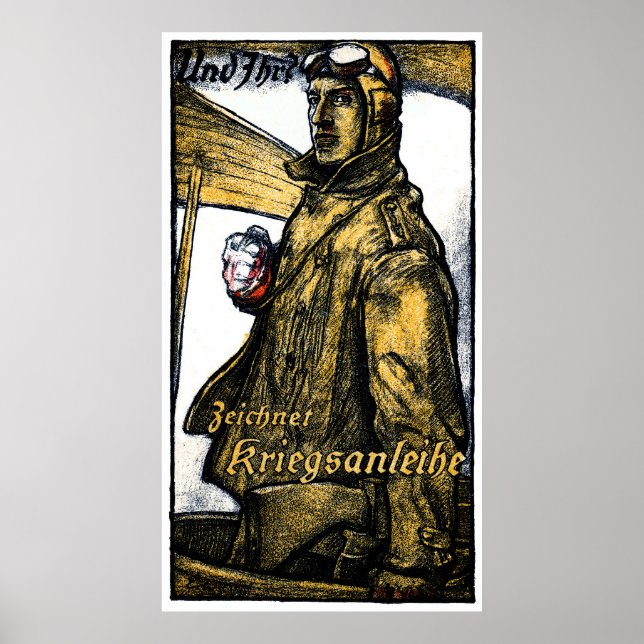WWI German Aviation Krig Bond Poster (Framsidan)