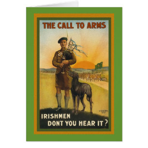 WWI Irish Recruiting Poster Hälsningskort
