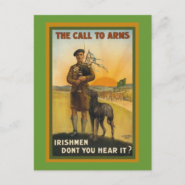 WWI Irish Recruiting Poster Vykort (Framsida)
