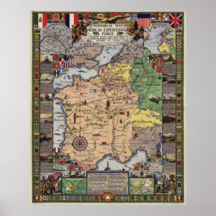 WWI Karta från American Expeditionary Force (1932) Poster