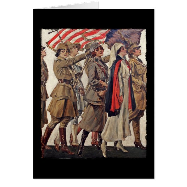 WWI Kvinnor som vårdar rekryterare Hälsningskort (Framsidan)