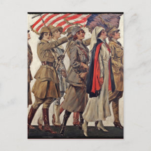 WWI Kvinnor som vårdar rekryterare Vykort