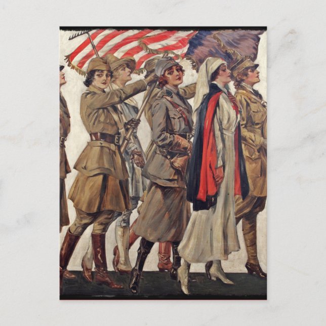 WWI Kvinnor som vårdar rekryterare Vykort (Framsida)